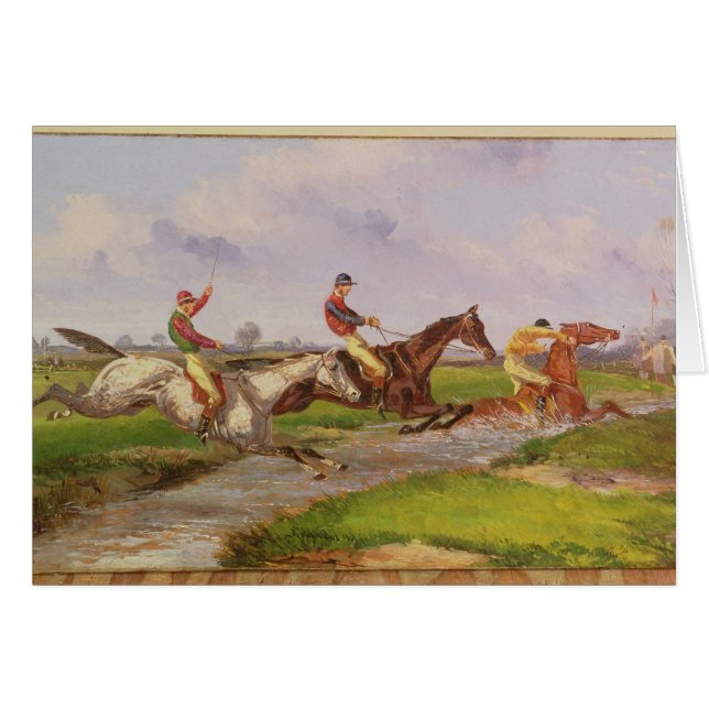 Cartão O salto de água: a corrida de obstáculos do outono (Frente Horizontal)