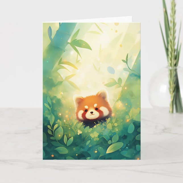 Cartão O Santuário de Bambu do Panda Vermelho (Frente)