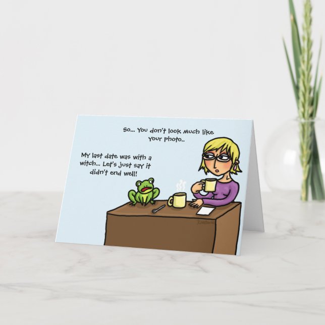 Cartão O sapo aparece na primeira data em que o namorando (Frente)