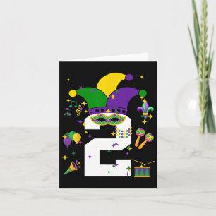 Cartão O segundo aniversário Toddler Mardi Gras Pensava Q