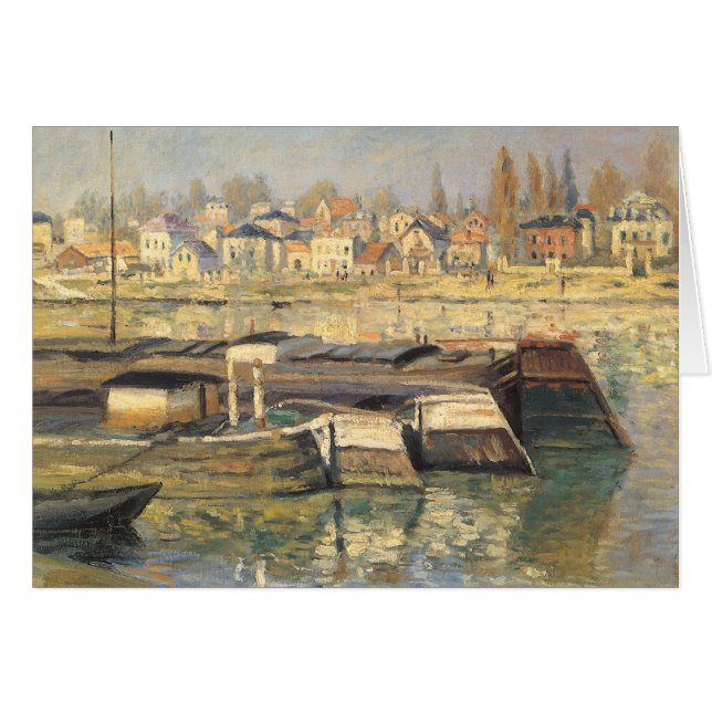 Cartão O Sena em Asnieres, por Claude Monet (Frente Horizontal)