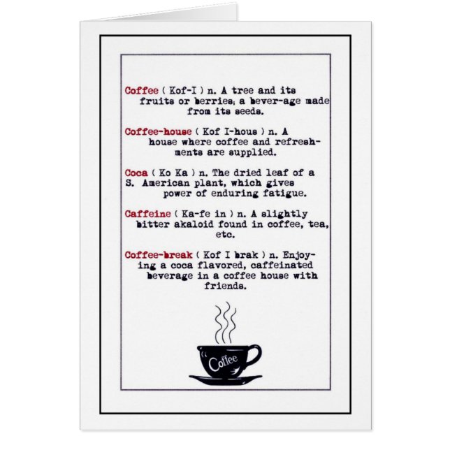 Cartão O significado do café (Frente)