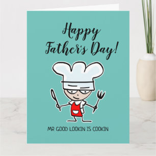 Cartão O Sr. bonito está cozinhando Feliz Dia dos Pais