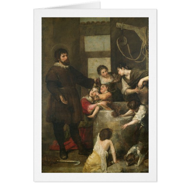 Cartão O St. Isidoro salvar uma criança que caia em um (Frente)