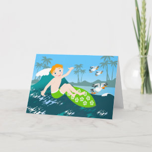 Cartão O surfista tem festa de aniversário