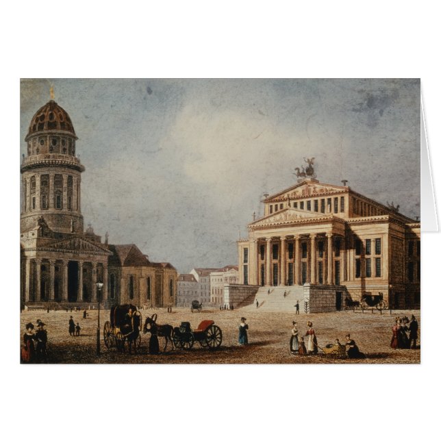 Cartão O teatro real e a igreja nova, 1833 (Frente Horizontal)