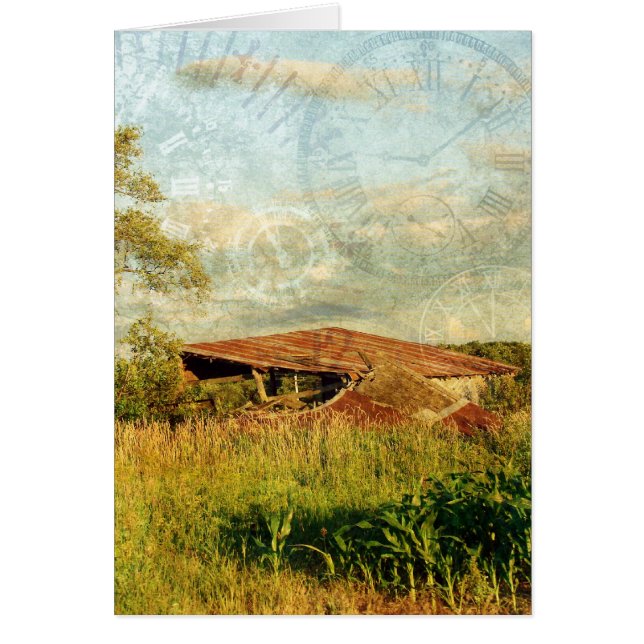 Cartão O tempo passa mesmo quando o celeiro cai (Frente)