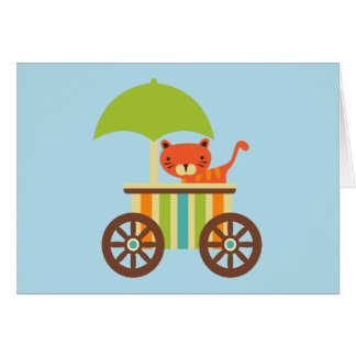Cartão O tigre de bebê bonito no carro do sorvete caçoa