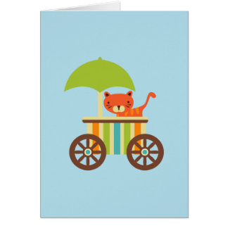 Cartão O tigre de bebê bonito no carro do sorvete caçoa