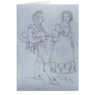 Cartão O traje projeta Figaro e Susanna da ópera