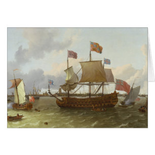 Cartão O Três-Mestre "Britannia" em Rotterdam, 1698