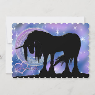 Cartão O Unicórnio Preto Místico (Blur Roxo/Azul)