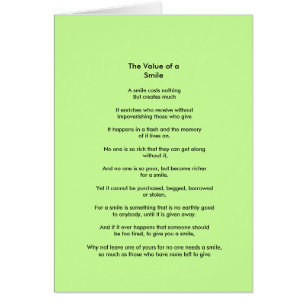 Cartão O valor de um poema do sorriso