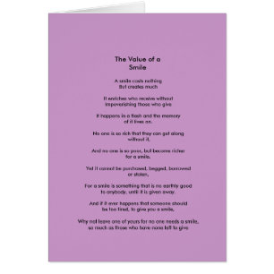 Cartão O valor de um poema do sorriso