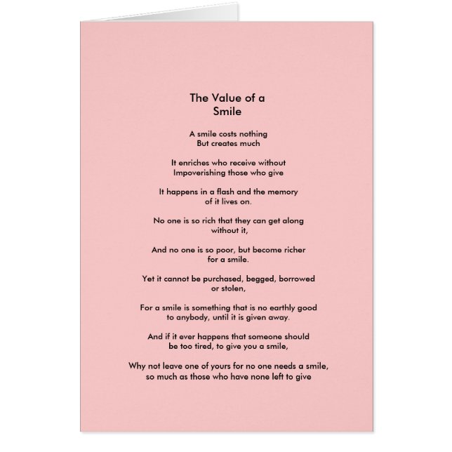 Cartão O valor de um sorriso (Frente)