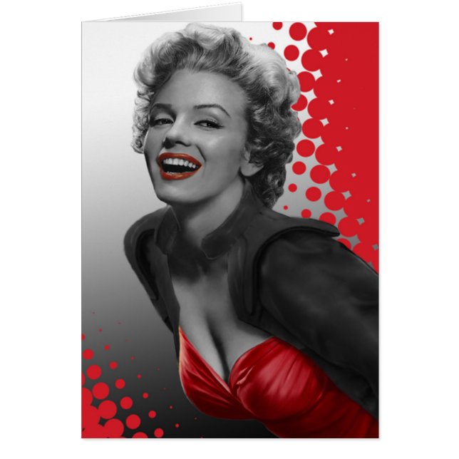 Cartão O vermelho pontilha Marilyn (Frente)