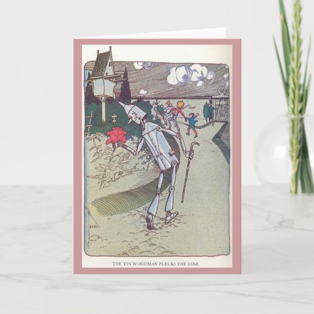 Cartão O Woodman da lata arranca o rosa (Frente)
