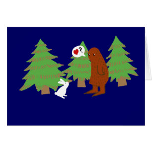 Cartão O Yeti e o coelho discutem o amor