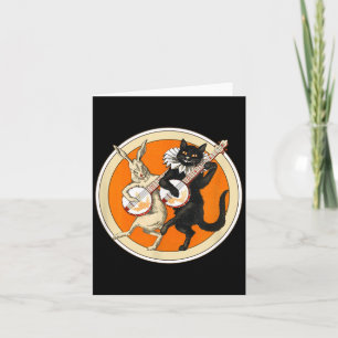 Cartão O zine The Black Cat Halloween Cat Rabbit e Banjo