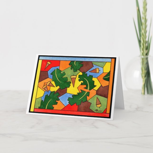 Cartão Oak Acorns and Leaves (Frente)