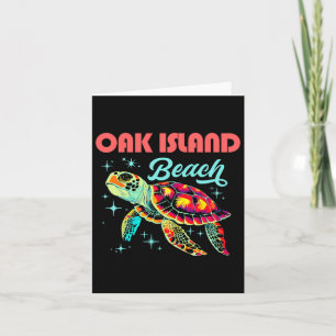 Cartão Oak Island Beach Nc Artístico Sea Turtle Retro