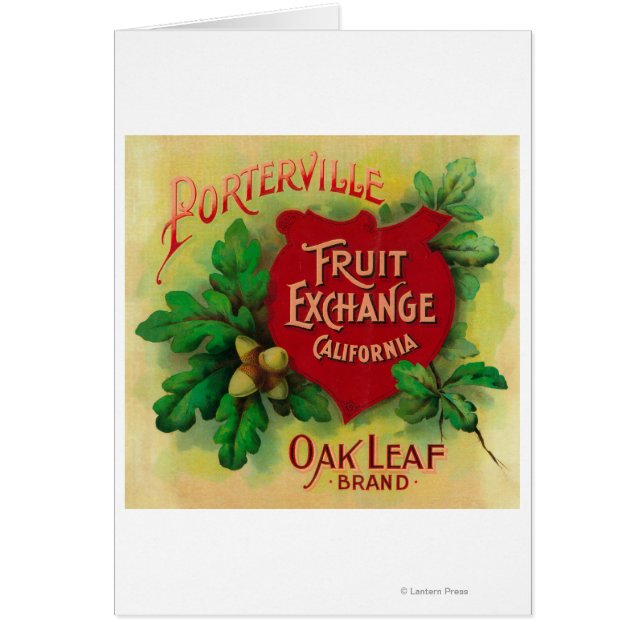 Cartão Oak Leaf Orange LabelPorterville, CA (Frente)