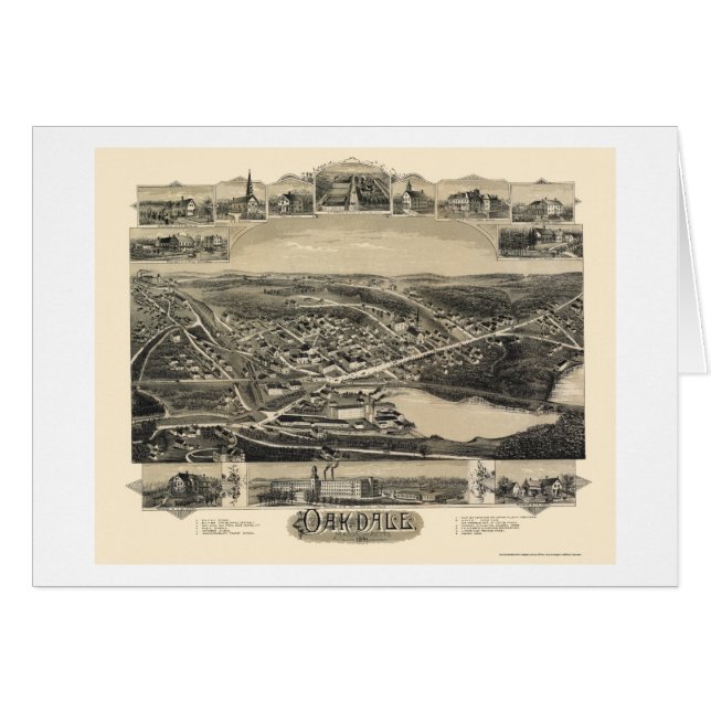 Cartão Oakdale, mapa panorâmico das MÃES - 1891 (Frente Horizontal)
