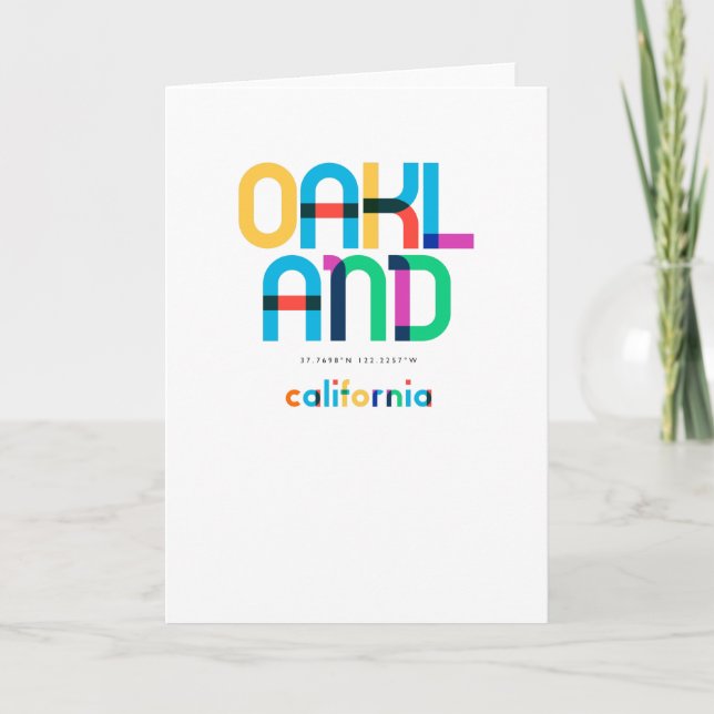 Cartão Oakland California Mid Century, Pop Art, (Frente)
