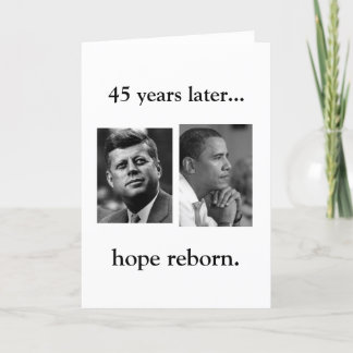 CARTÃO OBAMA JFK HOPE REBORN- BLANK INSIDE CARD