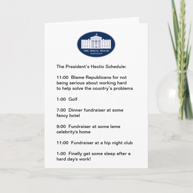 Cartão Obama - O Golfista/Fundraiser-Chefe (Frente)