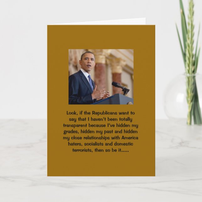 Cartão Obama's past - the media won't ask and won't tell (Frente)