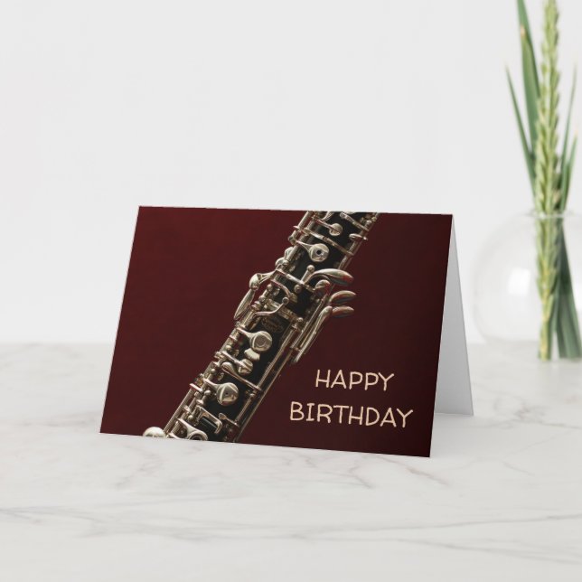 Cartão Oboe classical music instrument birthday (Frente)