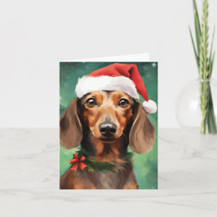 Cartão obras de arte de pincel de Natal de Dachshund