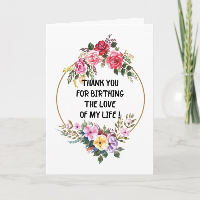 Cartão Obrigada por dar à luz o amor da minha vida (Frente)