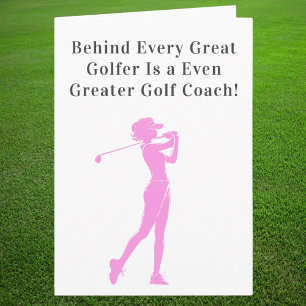 Cartão Obrigada Treinadora Mulher Golfista Esportiva