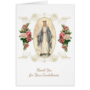 Cartão Obrigada Virgem Maria Católica Oração Fúnebre