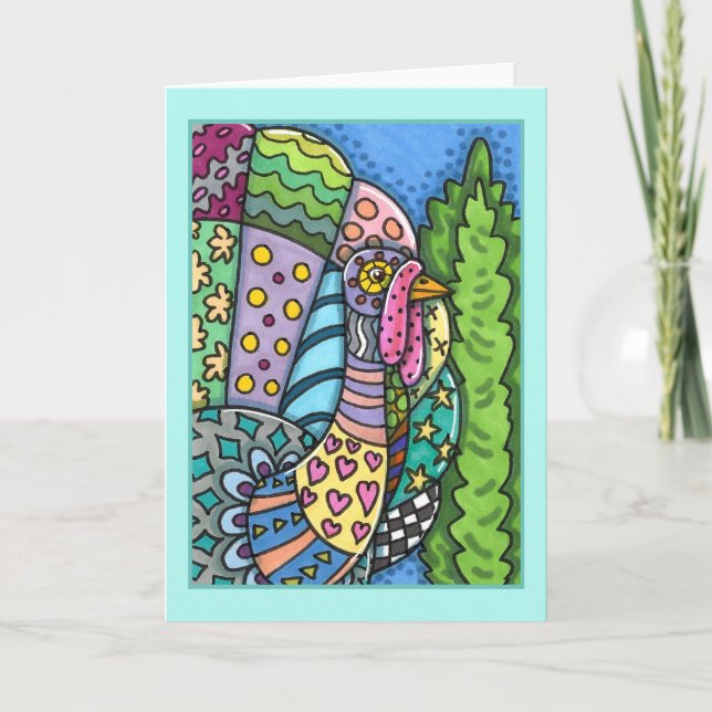 CARTÃO OBRIGADO À TURQUIA, PATCHWORK PENTHERS, FOLK ART (Frente)