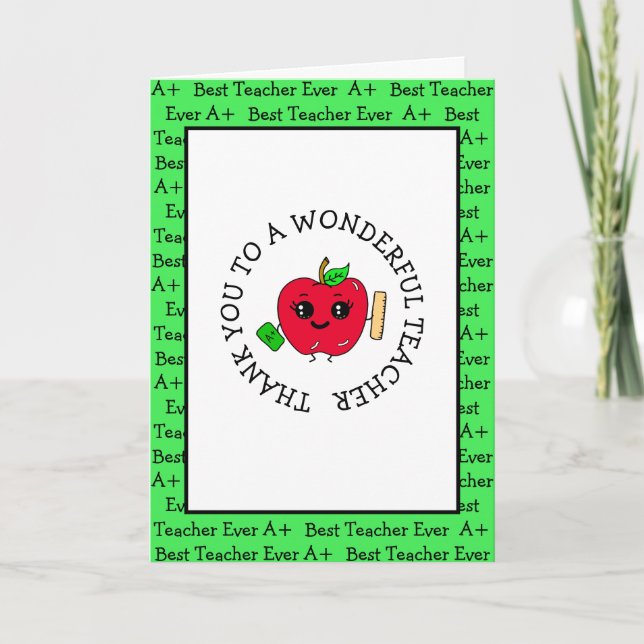 Cartão Obrigado a uma maravilhosa Apreciação do Professor (Frente)