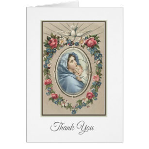 Cartão Obrigado abençoou a Virgem Maria Jesus religioso