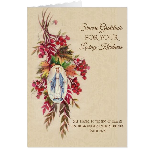 Cartão Obrigado abençoou flores do outono da Virgem Maria (Frente)