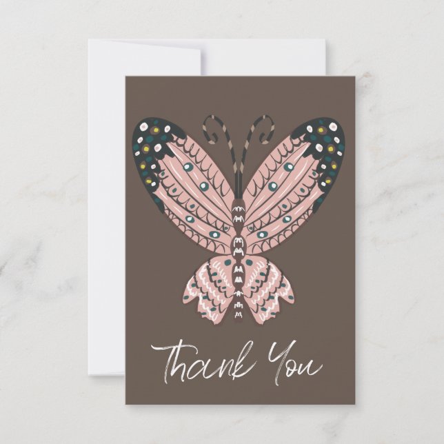 Cartão Obrigado Arte Colorida Da Borboleta (Frente)