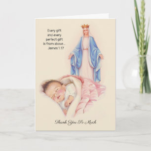 Cartão Obrigado Bebê Menina Virgem Maria Santíssima Catól