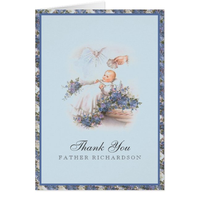 Cartão Obrigado Bebê pelo Batismo do Padre  (Frente)