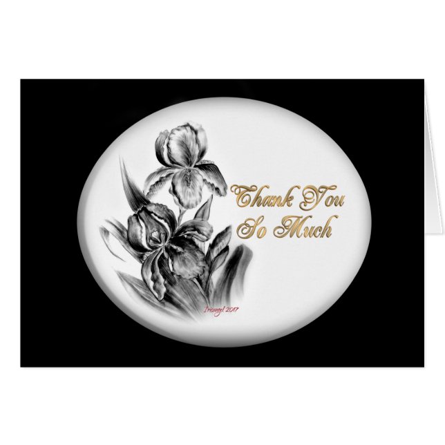 Cartão Obrigado, bilhete, Iris. (Frente horizontal)