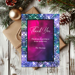 Cartão Obrigado brilhante, azul roxo, iridescente,