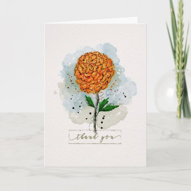 Cartão Obrigado Carta De Flor De SketchyDoodle (Frente)