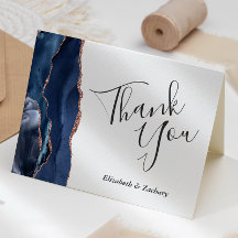 Obrigado Casamento Ágata Azul Marinho Dourado Rosa