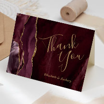 Obrigado Casamento Ágata Dourada Borgonha