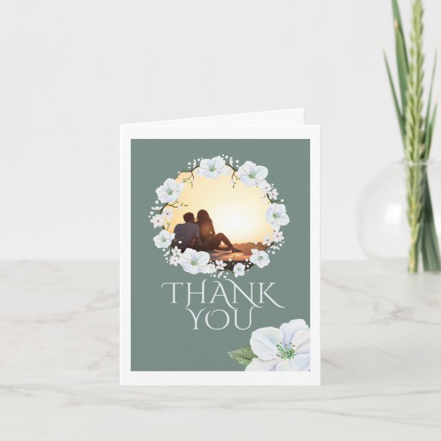 Cartão Obrigado Casamento de Foto do Frasto de Maçã Branc (Frente)