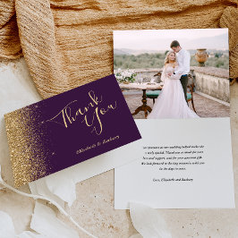 Cartão Obrigado Casamento Glitter Dourado Roxo